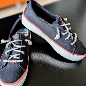Sperry Black Platform Slip Ons Sneakers 7 medium
